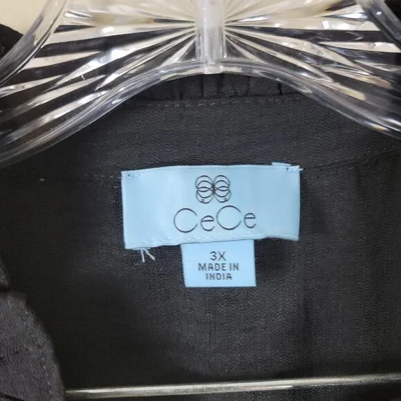 CeCe Black Tiered Midi Dress Balloon Sleeves Babydoll Boho 3X - Picture 8 of 9